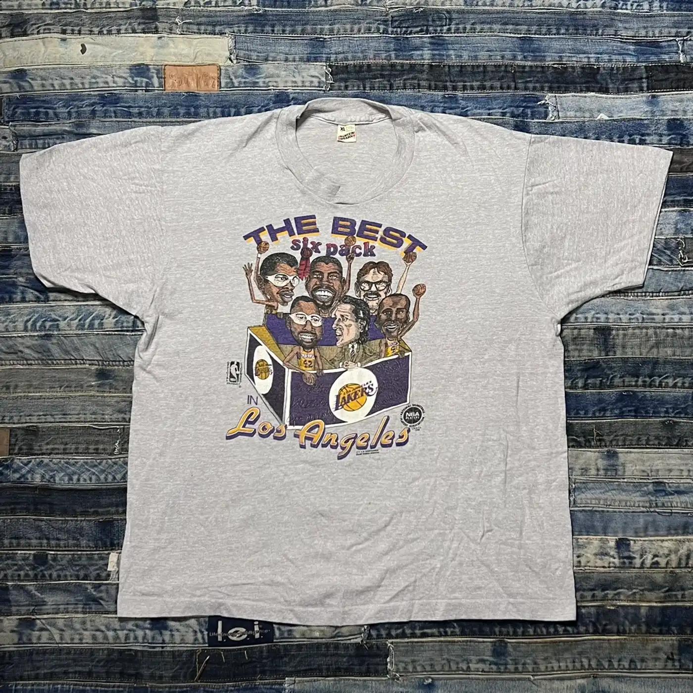 Vintage 80S La Lakers Six Pack Magic Kareem T-Shirt Sweatshirt Pullover Hoodie Reprinted Gift For L.A.Lakers