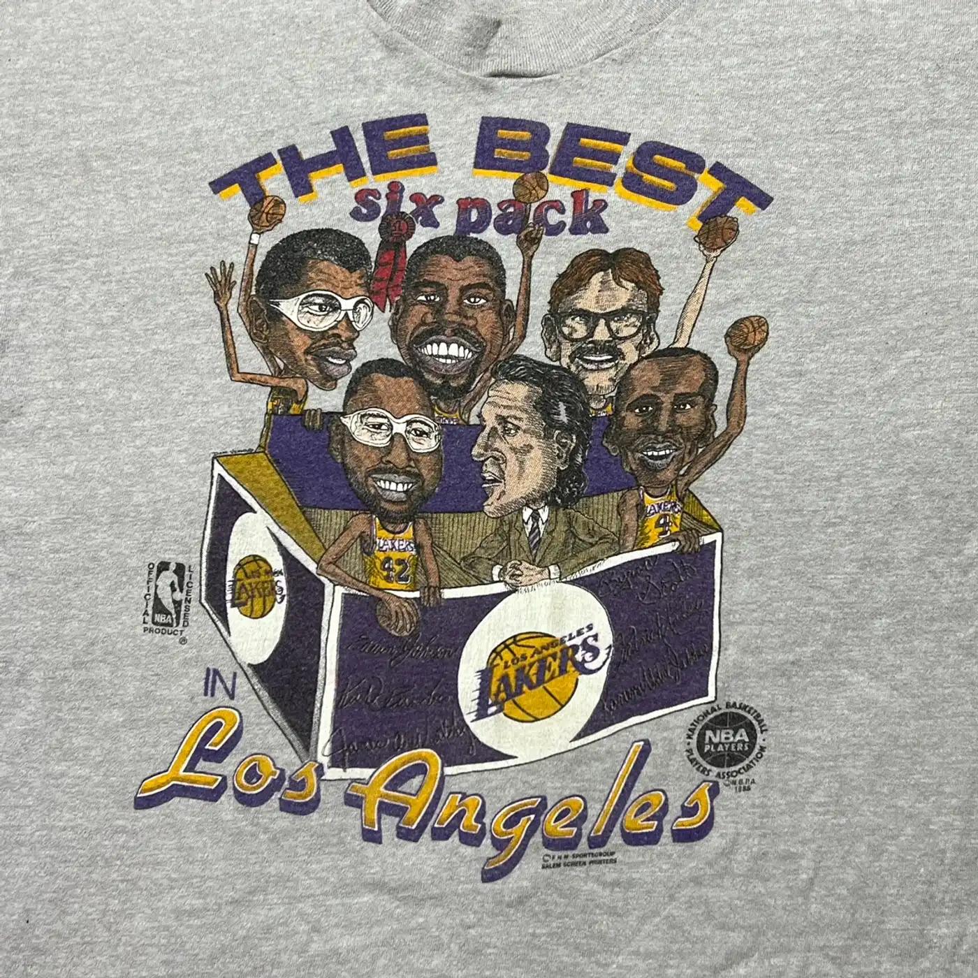 Vintage 80S La Lakers Six Pack Magic Kareem T-Shirt Sweatshirt Pullover Hoodie Reprinted Gift For L.A.Lakers - Image 2