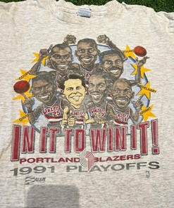 Vintage 90S 1991 Portland Trailblazers Bna Playoffs Champion T-Shirt Sweatshirt Pullover Hoodie Reprinted