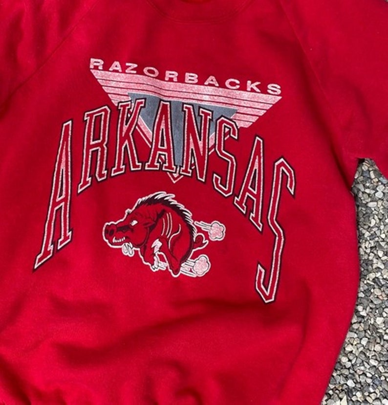 Vintage 90S Arkansas Razorbacks Sweatshirt Shirt Hoodie, Fan Apparel - Image 2