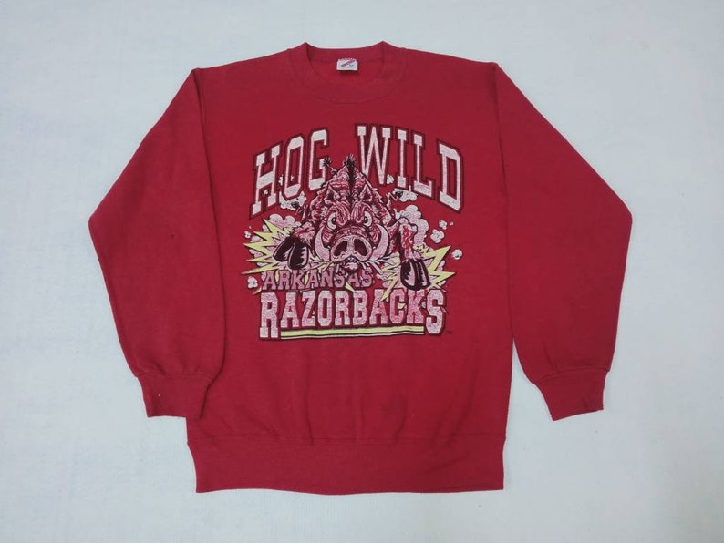 Vintage 90S Arkansas Sweatshirt Hoodie Shirt, Razorback Fan Gift - Image 2