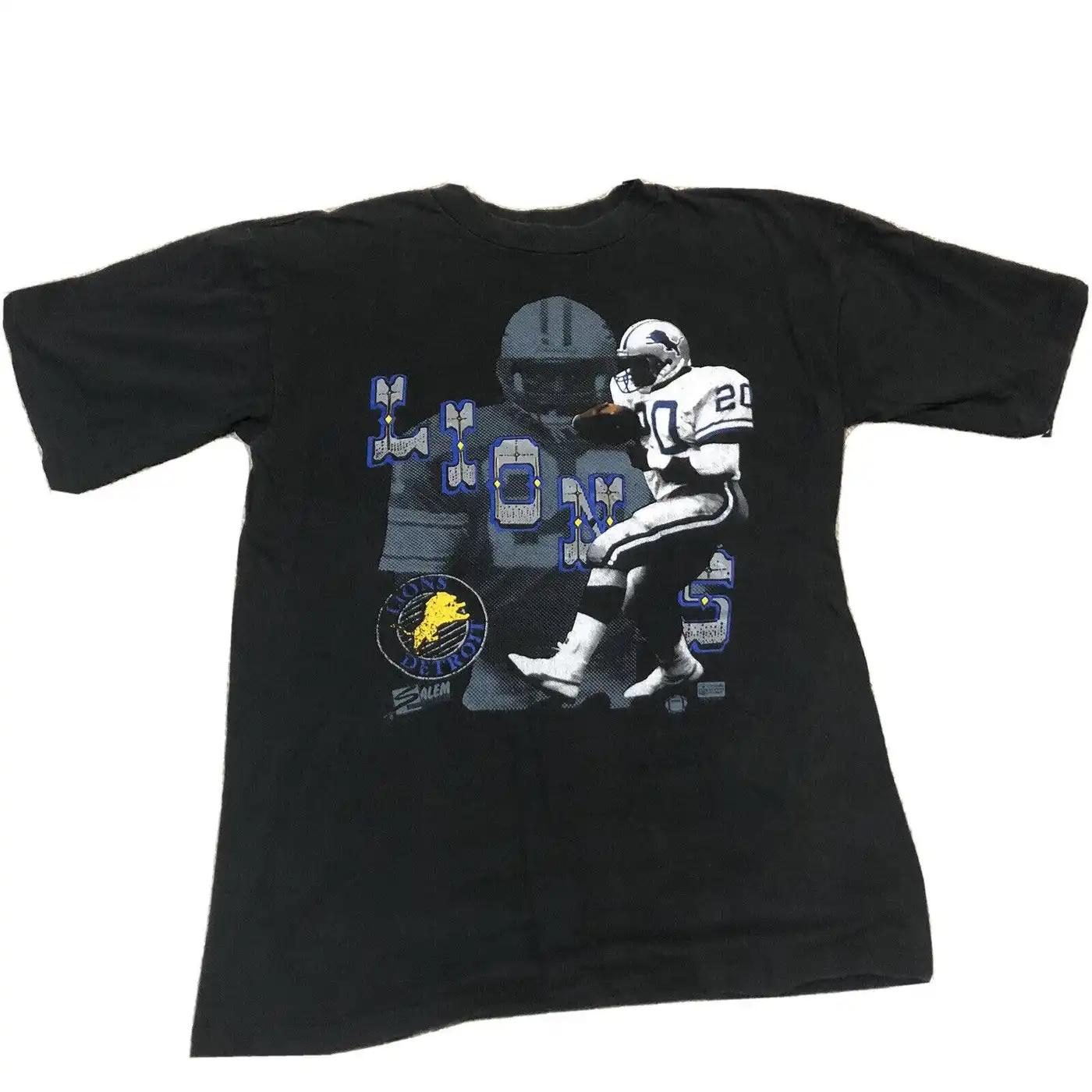 Vintage 90S Barry Sanders Detroit Lions T-Shirt Sweatshirt Pullover Hoodie