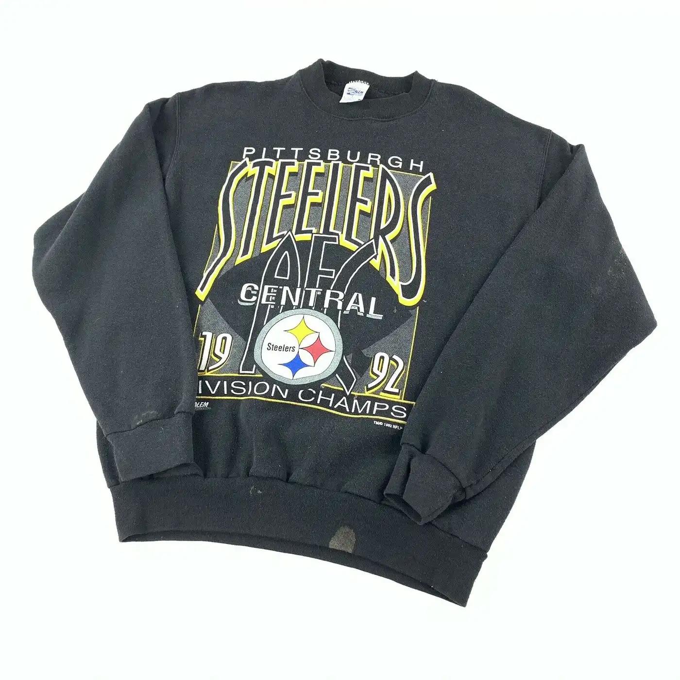 Vintage 90S Crewneck Pittsburgh Steelers 1992 Division Champs Football T Shirt Hoodie Sweatshirt Gifts For Fans