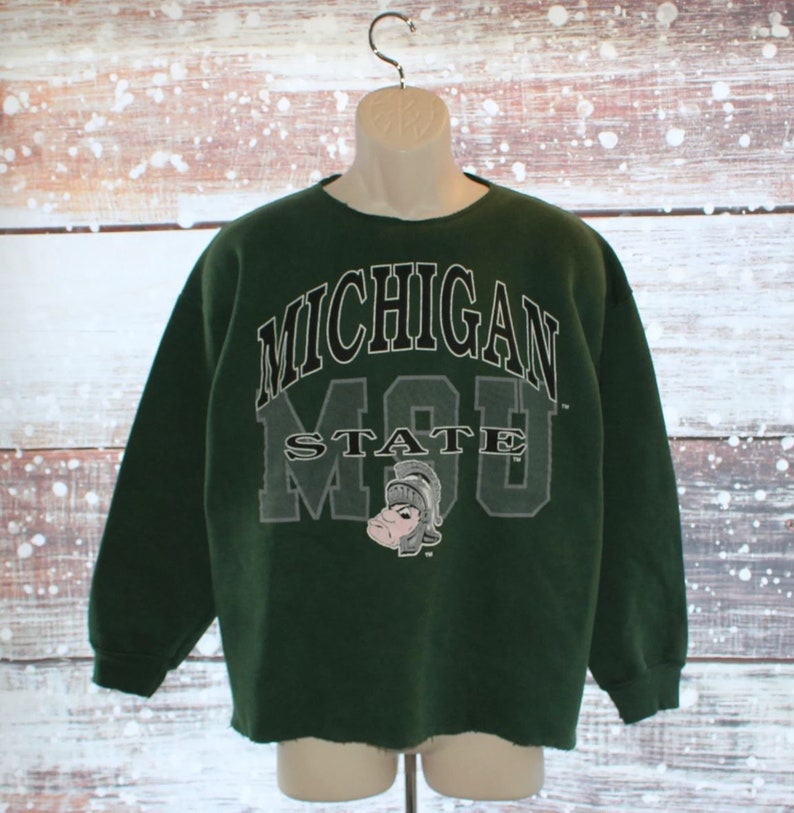 Vintage 90'S Michigan State Spartans Msu Sweatshirt, Michigan State University Spartans Hoodie, Vintage College Shirt