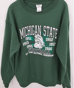 Vintage 90'S Michigan State Spartans Sweatshirt, Football Six National Champions Shirt For Michigan State Fans