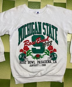 Vintage 90'S Michigan State Spartans Sweatshirt With 1988 Rose Bowl Design, Football Shirt For Michigan State Fans