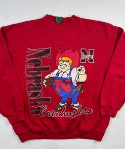 Vintage 90S Nebraska Cornhuskers Football Sweatshirt, University Of Nebraska State Sweatshirt