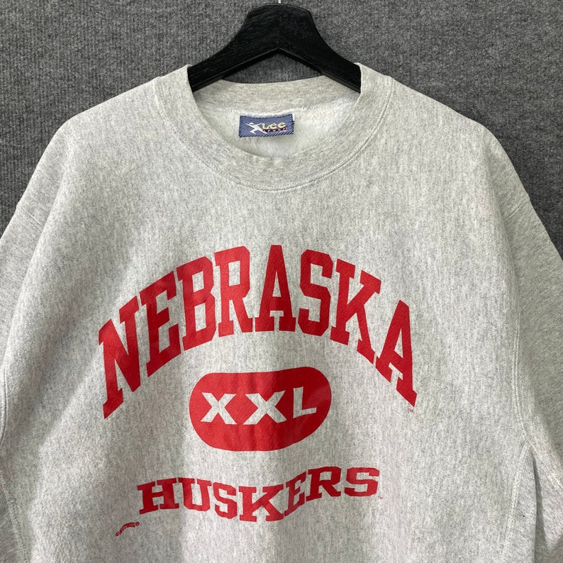 Vintage 90S Nebraska Cornhuskers Sweatshirt Nebraska Crewneck University Nebraska Sweater Print Logo Red - Image 2