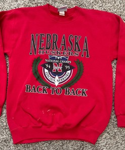 Vintage 90S Nebraska Huskers Back To Back Champs Medium Usa Sweatshirt Hoodie All Size