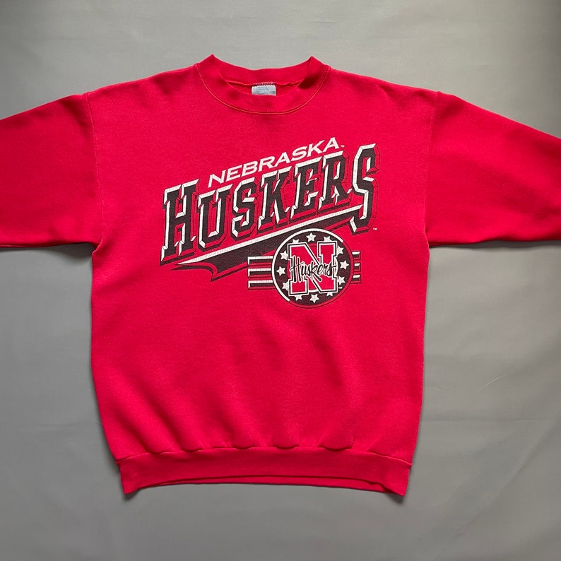 Vintage 90S Nebraska Huskers Crewneck Red Sweatshirt Sportswear Ncaa Fans - Image 2