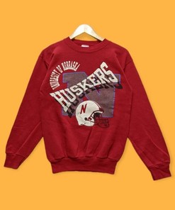 Vintage 90S Nebraska Huskers Football Sweatshirt Hoodie All Size, University Nebraska Football Sweater