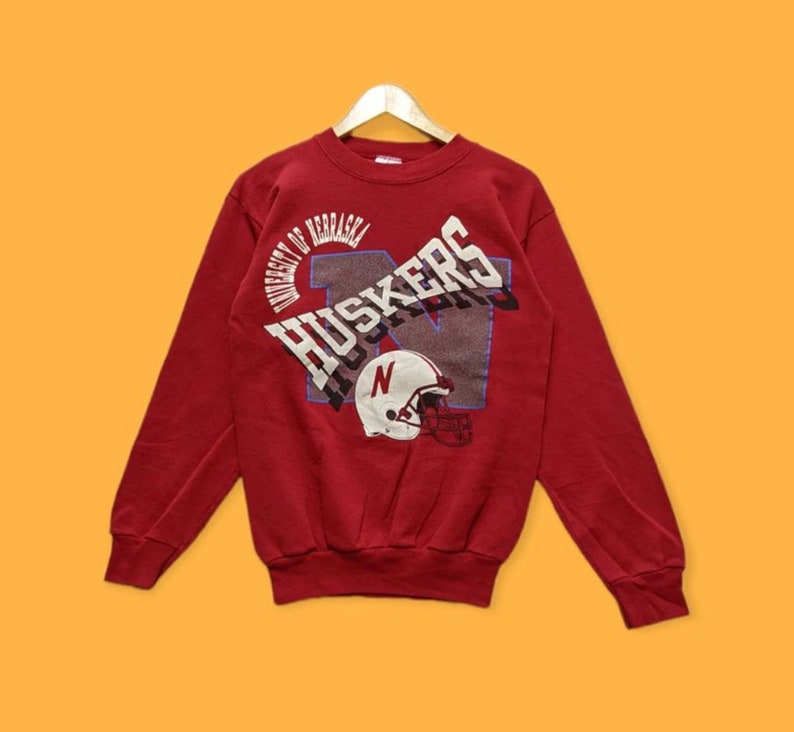 Vintage 90S Nebraska Huskers Football Sweatshirt Hoodie All Size, University Nebraska Football Sweater