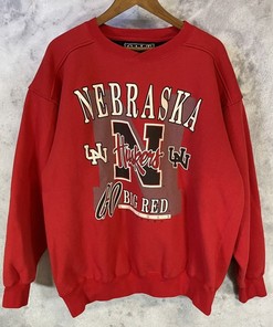 Vintage 90S Nebraska Huskers Football Sweatshirt Hoodie All Size, University Of Nebraska State Sweatshirt Hoodie Shirt