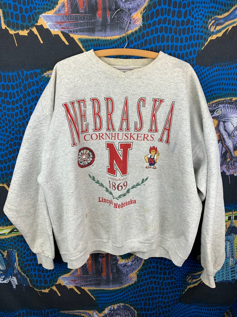 Vintage 90S Nebraska Huskers Sweatshirt Hoodie, Ncaa Gist Fans
