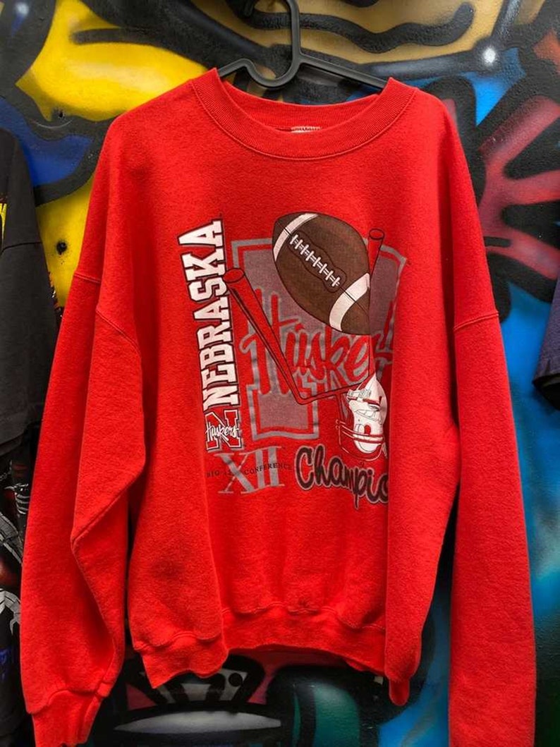 Vintage 90S Nebraska Huskers Sweatshirt, Nebraska Cornhuskers Fiesta Bowl Champion Hoodie