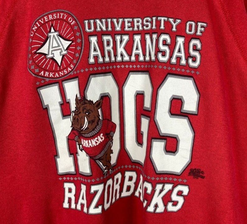 Vintage 90S University Of Arkansas Razorbacks Hogs Sweatshirt Retro Arkansas Razorbacks Shirt - Image 2