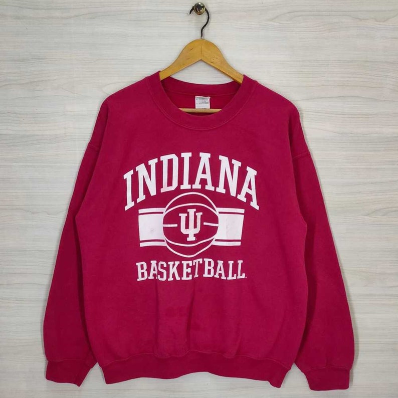 Vintage 90’S University Of Indiana Hoosiers Gray Sweatshirt, Hoosiers Basketball Hoodie