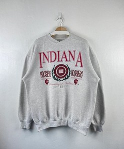 Vintage 90’S University Of Indiana Hoosiers Gray Sweatshirt, Hoosiers Basketball Hoodie, Iu Sweatshirt