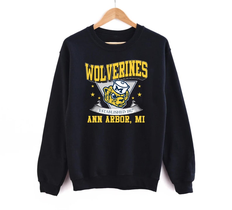 Vintage 90S University Of Michigan Wolverines Crewneck Sweatshirt Or Hoodie Shirt, Retro U Of M Apparel Gift - Image 2