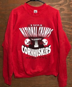 Vintage 90S University Of Nebraska 1994 Ncaa College Football Championship Red Sweatshirt Hoodie All Size