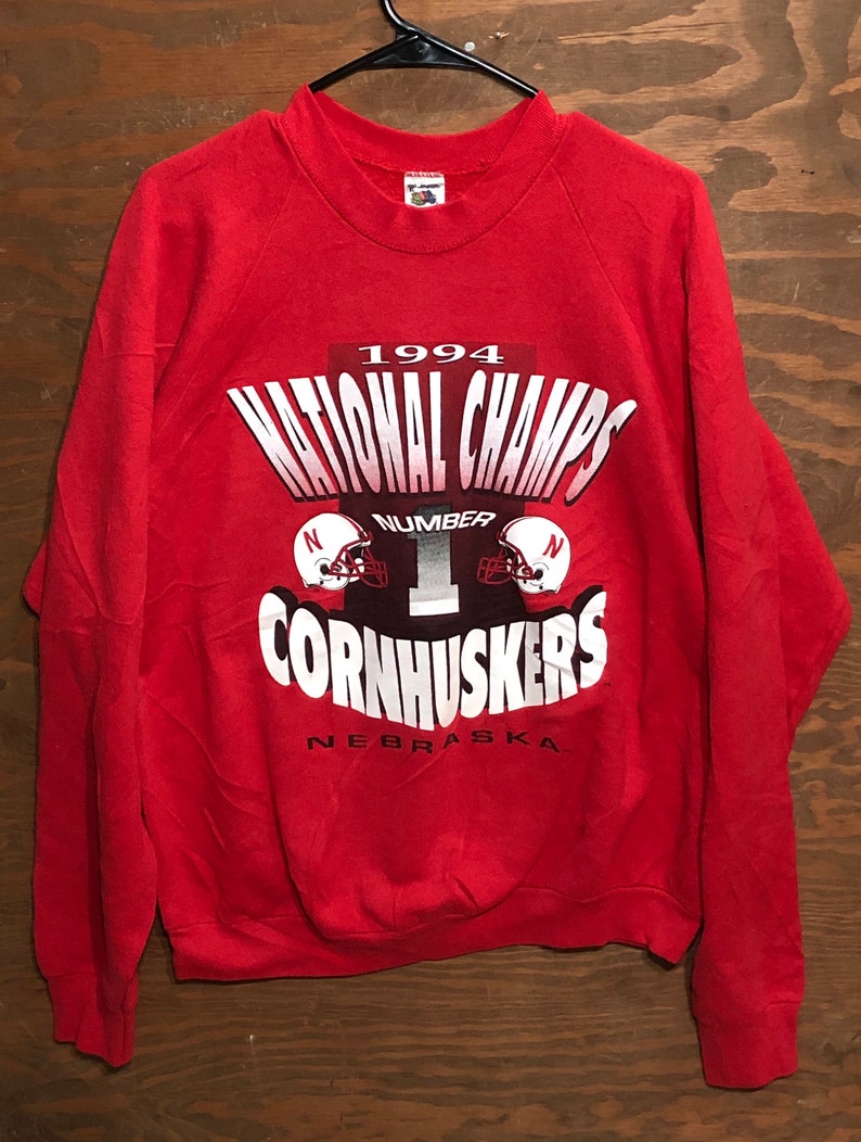 Vintage 90S University Of Nebraska 1994 Ncaa College Football Championship Red Sweatshirt Hoodie All Size