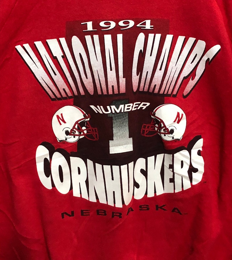 Vintage 90S University Of Nebraska 1994 Ncaa College Football Championship Red Sweatshirt Hoodie All Size - Image 2