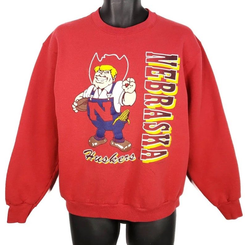 Vintage 90S University Of Nebraska Huskers Football National Champions Pullover Crewneck