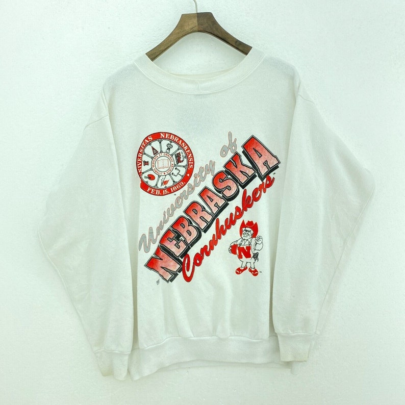 Vintage 90S University Of Nebraska Huskers Sweatshirt, Nebraska Cornhuskers Sweatshirt
