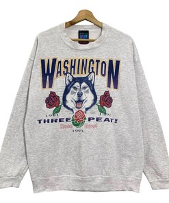 Vintage 90S University Of Washington Huskies Rose Bowl Big Logo Sweatshirt