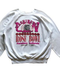 Vintage 90S University Of Washington Huskies Rose Bowl Pasadena California 1991 Crewneck Sweatshirt