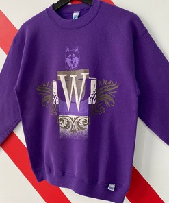 Vintage 90S University Washington Huskies Sweatshirt Washington Huskies Crewneck Print Logo