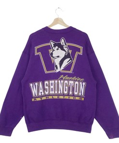 Vintage 90’S Washington Huskies Sweatshirt Crewneck Athletic Team By University Of Washington Pullover Sweatshirt