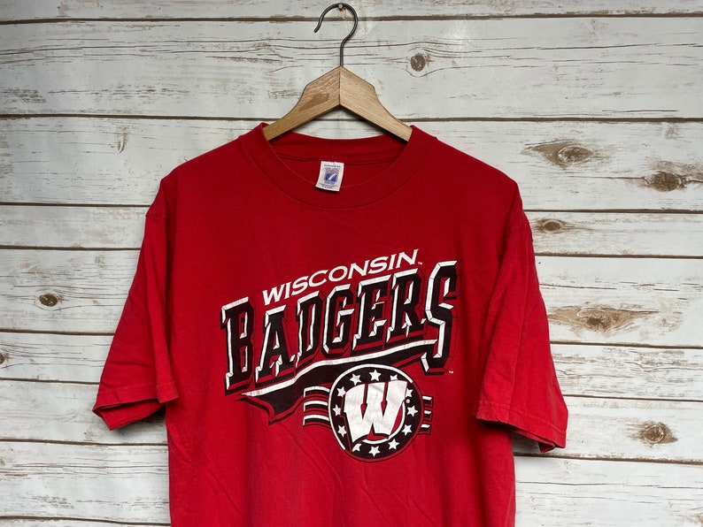 Vintage 90's University of Wisconsin Badgers Logo 7 Shirt Football Basketball Shirt, Hoodie College American Shirt - Image 2