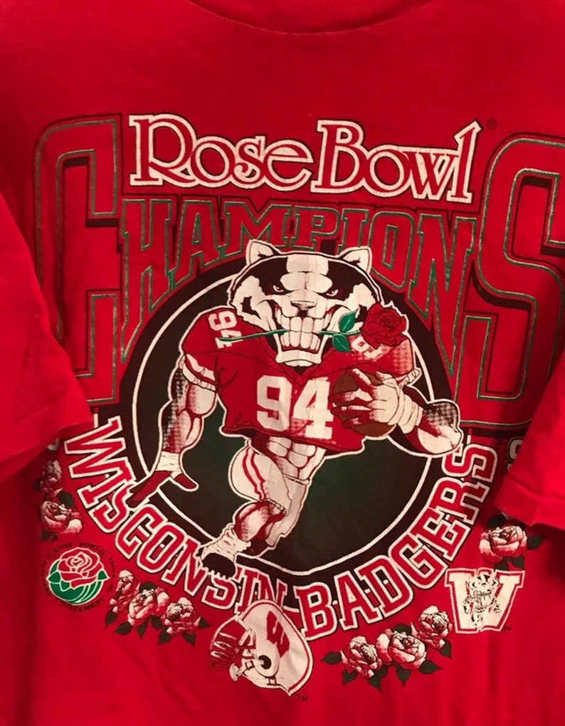 Vintage 90s Wisconsin Badgers Rose Bowl T-Shirt or Sweatshirt - Show Your NCAA Fan Pride - Image 2