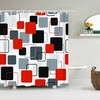 Vintage Abstract Red Gray Black Bathroom Curtain, Simple Home Bath Decor Accessories, Retro Geometric Shower Curtain