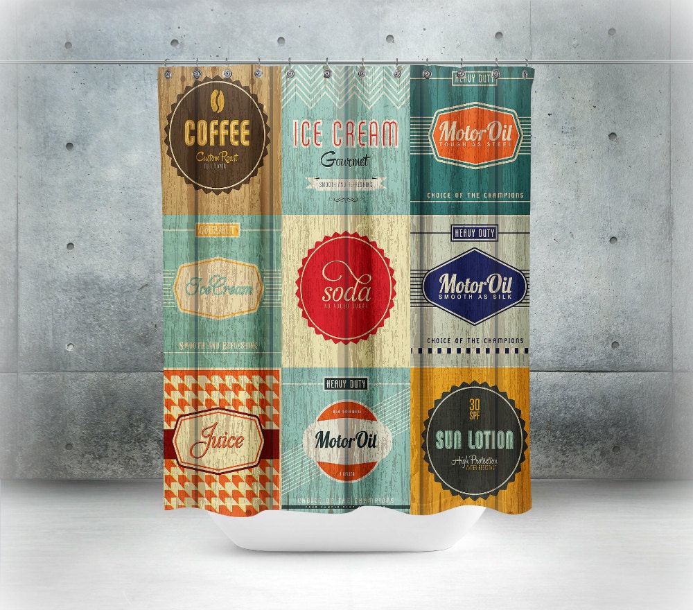 Vintage Advertising Shower Curtain Set with Rustic Bath Decor - Image 2