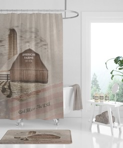 Vintage American Farm Shower Curtain, Farmhouse Chic Design with Quotes, Ideal for Patriot