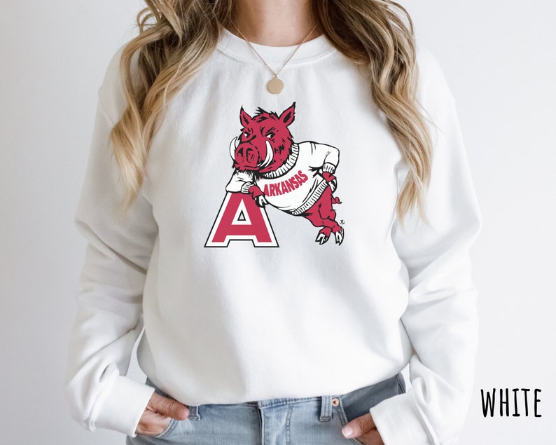 Vintage Arkansas Razorback Sweatshirt, Football Sweater, Crewneck, Woo Pig Shirt - Image 4