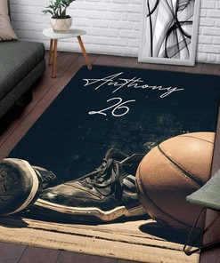 Vintage Ball and Shoes Basketball Rug - Anti-Skid Playing Yoga Carpet Floor Mat for Living Room or Bedroom