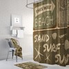 Vintage Beach Sign Shower Curtain Set with Coastal Bath Decor