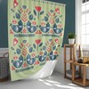 Vintage Bird in the Forest Shower Curtain, Scandinavian Danish Nordic Birds Animal Flowers, Fabric Bathroom Curtain Mat