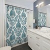 Vintage Blue Damask Print Shower Curtain with Abstract Touch and Personalized Design, Perfect for Dazzling Bathroom