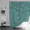 Vintage Blue Floral Shower Curtain | Contemporary Botanical Teal Flowers | Waterproof Fabric Shower Curtains