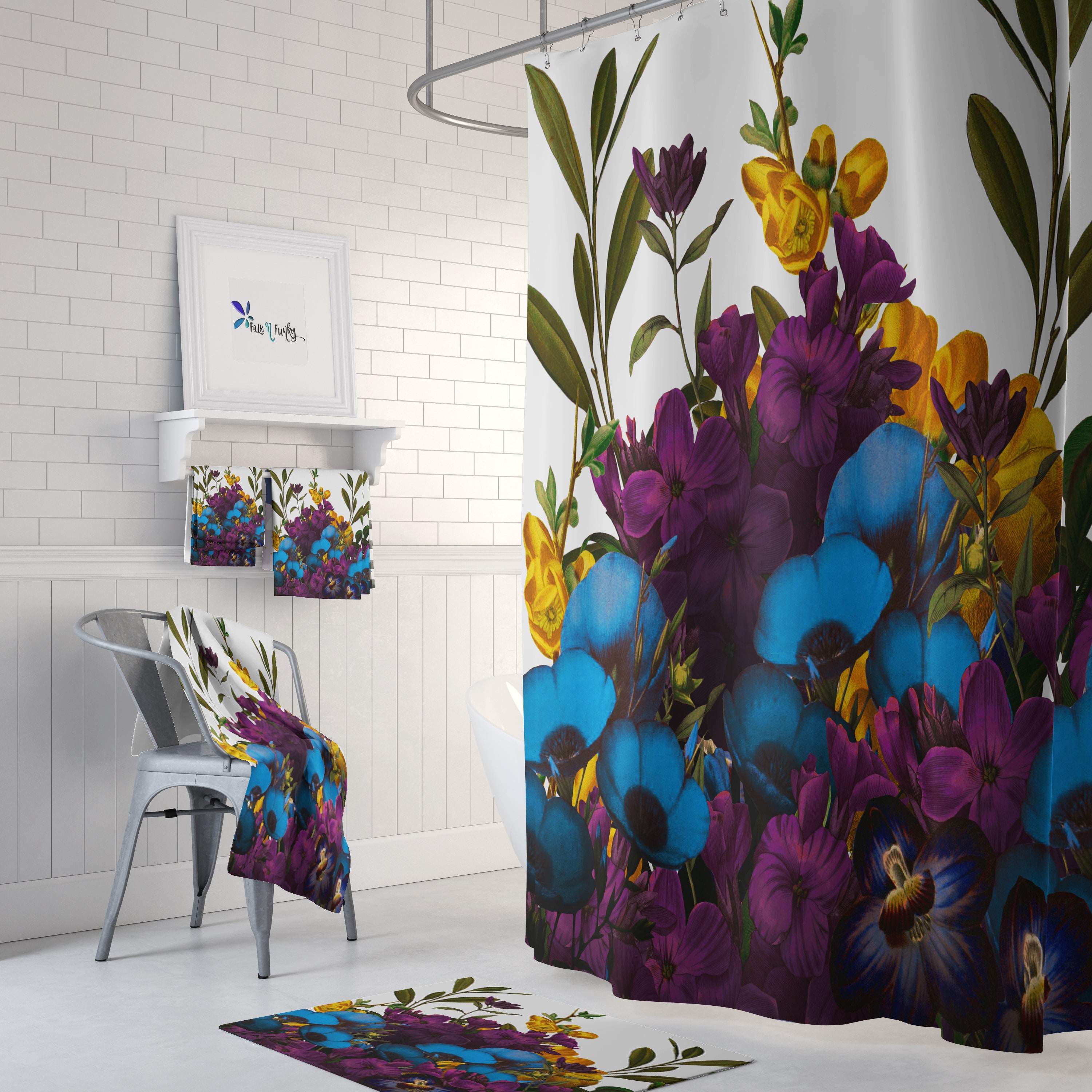 Vintage Bouquet Floral Shower Curtain Set in Different Sizes