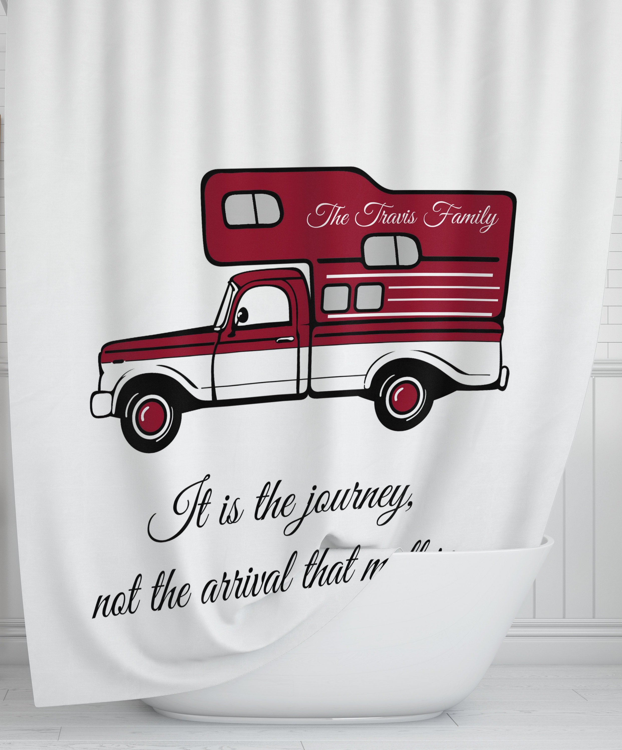 Vintage Camper Shower Curtain with Custom Bath Accessories - Image 2