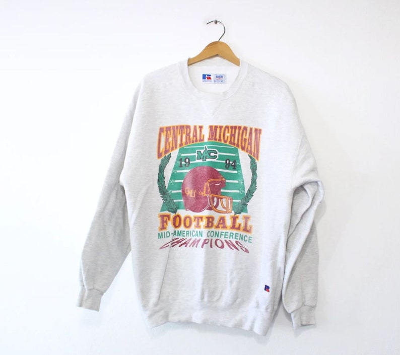Vintage Central Michigan University Cmu Football Sweatshirt, College Shirt For Fans