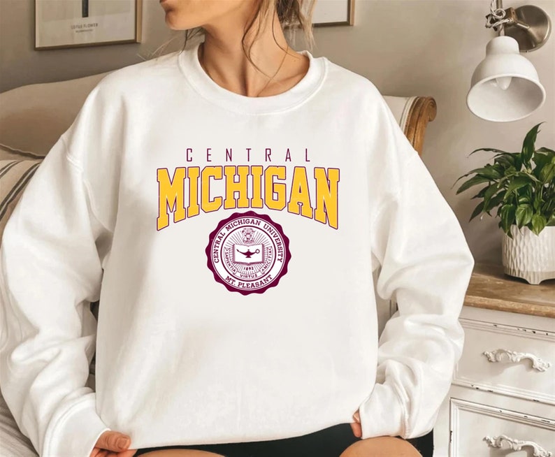 Vintage Central Michigan University Cmu Sweatshirt Hoodie Shirt, Retro Cmu Apparel Gift