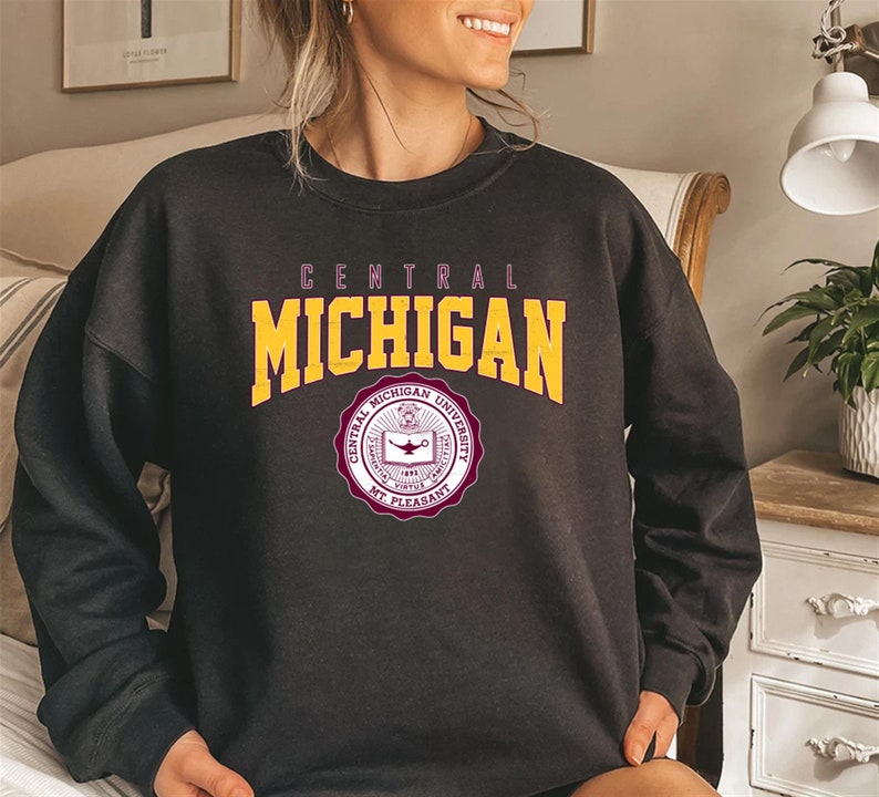 Vintage Central Michigan University Cmu Sweatshirt Hoodie Shirt, Retro Cmu Apparel Gift - Image 2