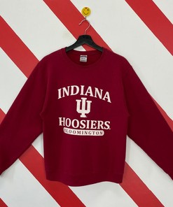 Vintage Crewneck University Indiana Hoosiers Sweater Pullover Indiana Hoosiers Print Logo Red
