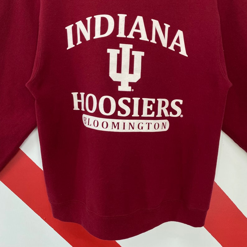 Vintage Crewneck University Indiana Hoosiers Sweater Pullover Indiana Hoosiers Print Logo Red - Image 2